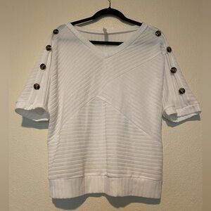 PerSeption Concept White Blouse Ribbed Tee size XL